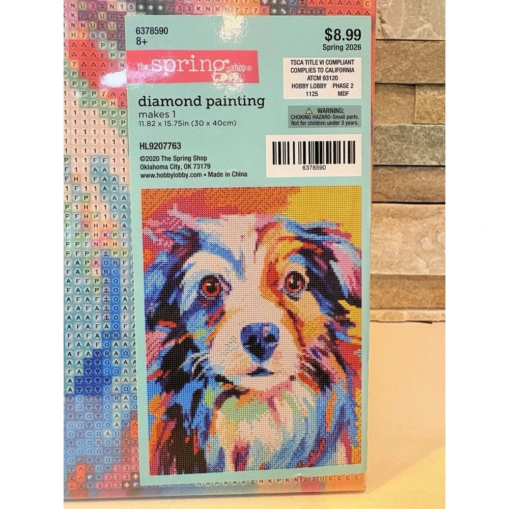 Hobby Lobby The Spring Shop Dog Diamond Painting Kit 11.8 x 15.75in